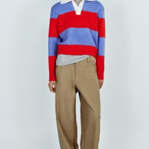 STRIPED POLO JUMPER WITH SHOULDER PADS