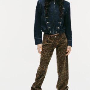 TRF ANIMAL PRINT LOW-RISE WIDE-LEG JEANS