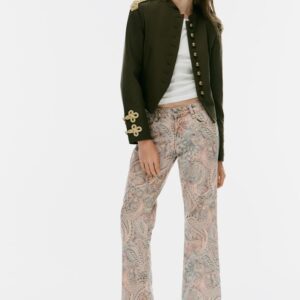 TRF LOW-RISE STRAIGHT-FIT PAISLEY JEANS