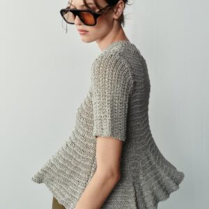 CUTWORK PEPLUM KNIT TOP