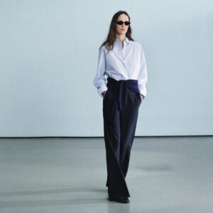 ZW COLLECTION HIGH-WAIST PINSTRIPE TROUSERS