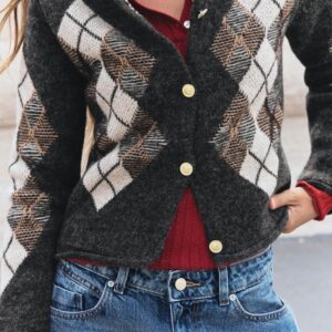 ARGYLE KNIT CARDIGAN