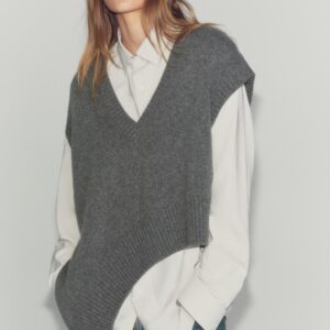 WOOL BLEND ASYMMETRIC WAISTCOAT