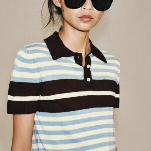 STRIPED KNIT POLO SHIRT