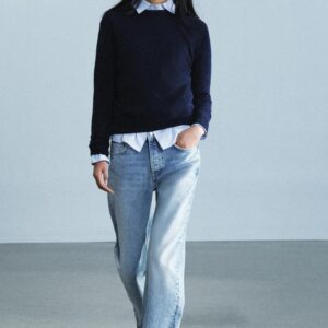 ZW COLLECTION MID-WAIST STRAIGHT-LEG JEANS