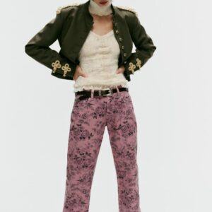 TRF LOW-RISE FLORAL WIDE-LEG JEANS