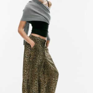 ANIMAL PRINT SATIN SAROUEL TROUSERS