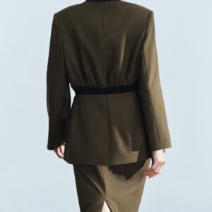 ZW COLLECTION 100% WOOL FITTED JACKET WITH ELASTICATED WAIST