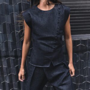 Z1975 DENIM TOP WITH COVERED BUTTONS