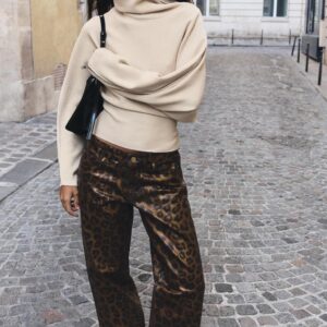 Z1975 STRAIGHT MID-WAIST ANIMAL PRINT JEANS