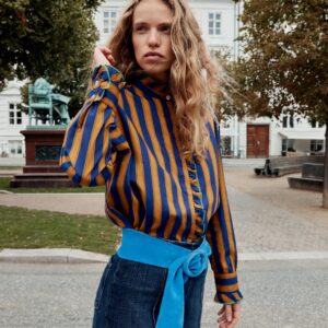 RUFFLED STRIPE BLOUSE