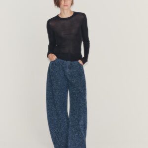 ZW COLLECTION TEXTURED MID-WAIST WIDE-LEG JEANS