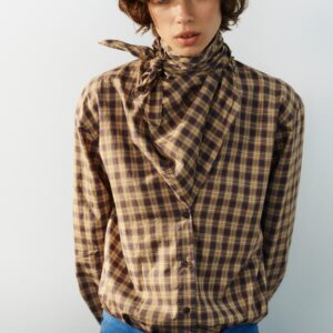 CHECKED SCARF OVERSIZE SHIRT