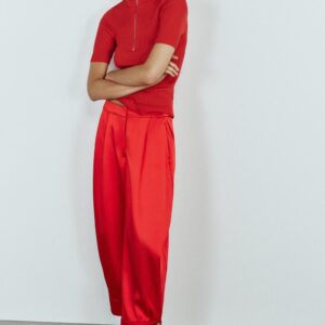 SATIN TROUSERS WITH BUTTONED HEMS