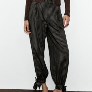 METALLIC THREAD SAROUEL TROUSERS WITH BOWS