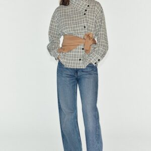 CHECKED WRAP SHIRT