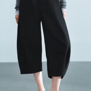 MID-WAIST CARROT-FIT DENIM BERMUDA SHORTS ZW COLLECTION