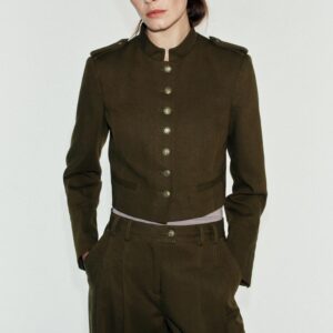 CROPPED BLAZER WITH SHOULDER PADS
