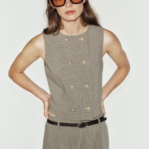 CHECKED CROP WAISTCOAT