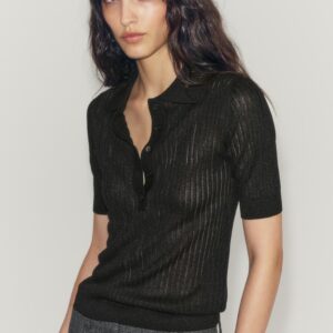 SEMI-SHEER KNIT POLO SHIRT