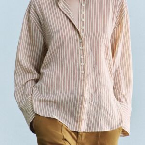 ZW COLLECTION STRIPED SHIRT WITH HIGH COLLAR