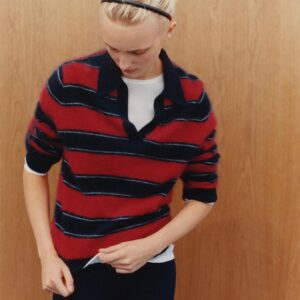STRIPED 100% WOOL POLO JUMPER