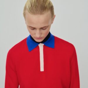 100% EXTRA-SOFT WOOL CONTRAST COLLAR POLO JUMPER