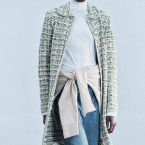 TEXTURED LONG COAT WITH METALLIC YARN