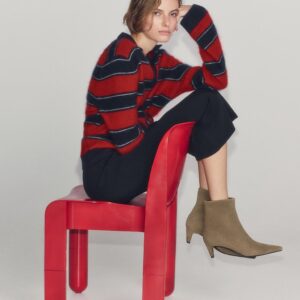 SPLIT SUEDE KITTEN-HEEL ANKLE BOOTS