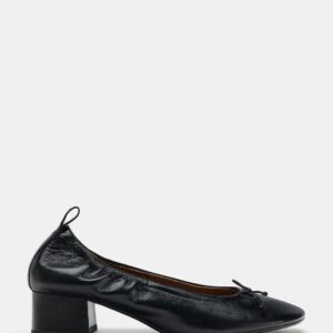 LEATHER HEELED BALLET FLATS WITH BOW