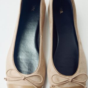 CONTRAST LEATHER BALLET FLATS