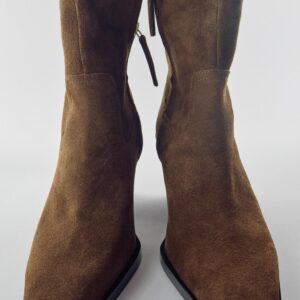 SPLIT SUEDE BLOCK-HEEL ANKLE BOOTS