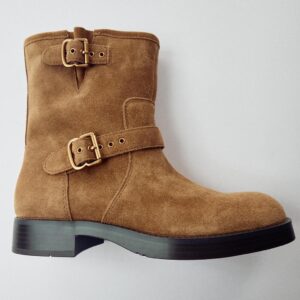 SPLIT SUEDE BUCKLE ANKLE BOOTS