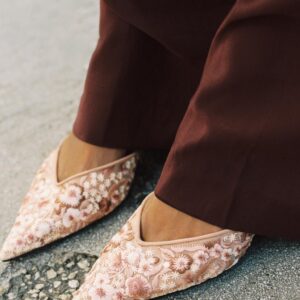 EMBROIDERED MESH HEELED SHOES