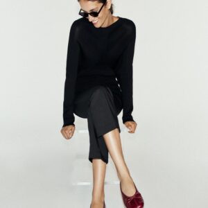 LEATHER BALLERINAS WITH BOW