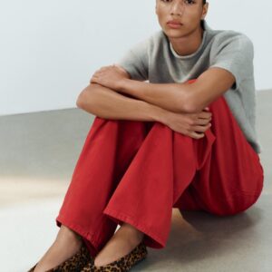 TEXTURED PRINTED LEATHER BALLET FLATS